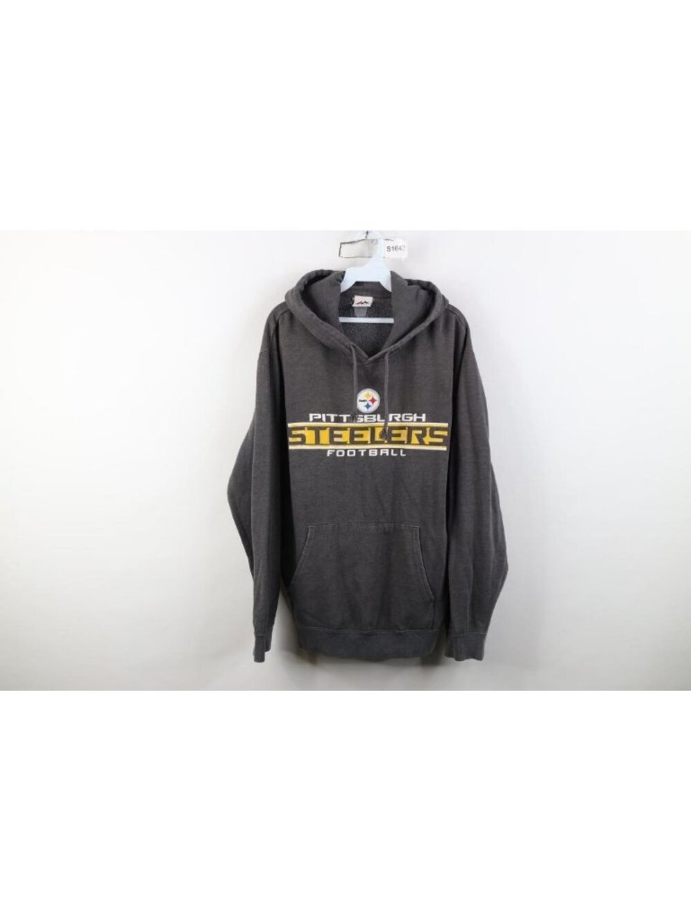 Vintage Majestic Mens Medium Pittsburgh Steelers Football Hoodie Sweatshirt Gray